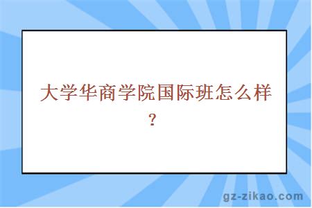 大學(xué)華商學(xué)院國際班怎么樣？