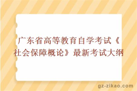 廣東省高等教育自學(xué)考試《社會(huì )保障概論》最新考試大綱