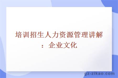 培訓招生人力資源管理講解：企業(yè)文化