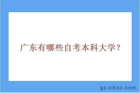 廣東有哪些自考本科大學(xué)？