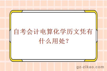 自考會(huì )計電算化學(xué)歷文憑有什么用處？