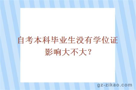自考本科畢業(yè)生沒(méi)有學(xué)位證影響大不大？