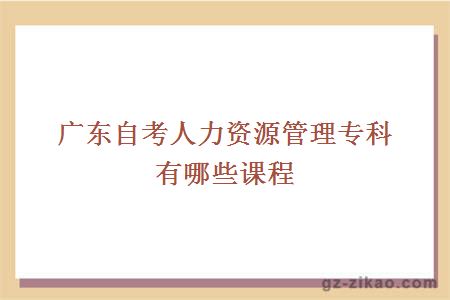 廣東自考人力資源管理專(zhuān)科有哪些課程