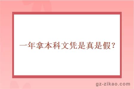 一年拿本科文憑是真是假？