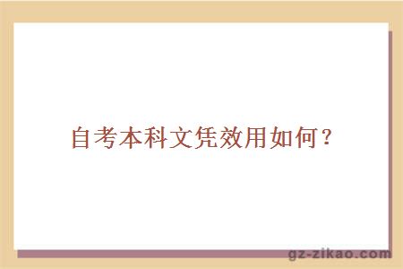 自考本科文憑效用