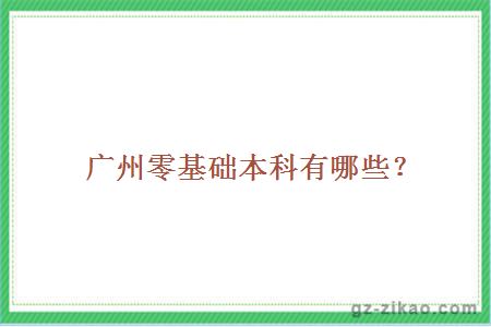 廣州零基礎本科有哪些？