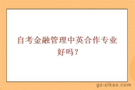 自考金融管理中英合作專(zhuān)業(yè)
