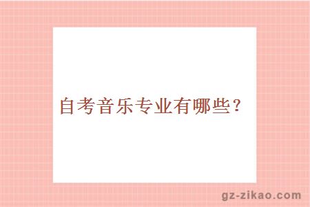 自考音樂(lè )專(zhuān)業(yè)