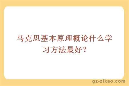 馬克思基本原理概論什么學(xué)習方法最好？