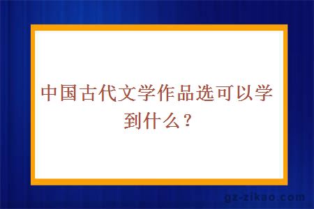 中國古代文學(xué)作品選可以學(xué)到什么？
