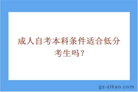 成人自考本科條件適合低分考生嗎？