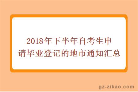 2018年下半年自考生申請畢業(yè)登記的地市通知匯總