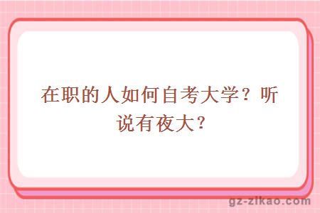 在職的人如何自考大學(xué)？聽(tīng)說(shuō)有夜大？