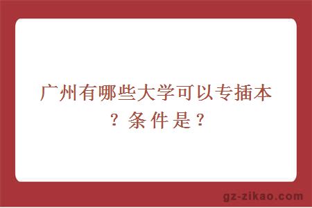 廣州有哪些大學(xué)可以專(zhuān)插本？條件是？