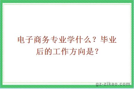 電子商務(wù)專(zhuān)業(yè)學(xué)什么？畢業(yè)后的工作方向是？