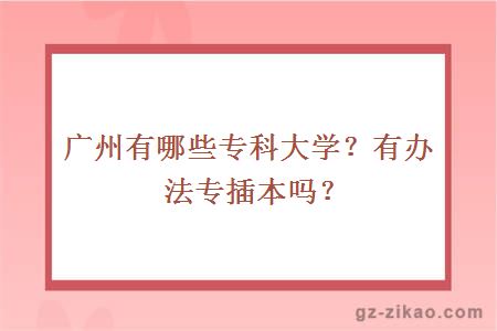 廣州有哪些專(zhuān)科大學(xué)？有辦法專(zhuān)插本嗎？