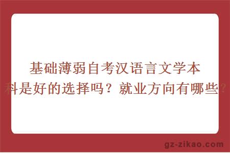 基礎薄弱自考漢語(yǔ)言文學(xué)本科是好的選擇嗎？就業(yè)方向有哪些？
