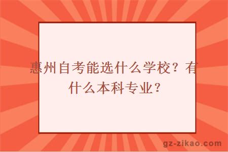 惠州自考能選什么學(xué)校
