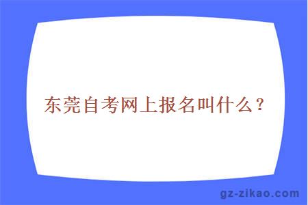 東莞自考網(wǎng)上報名叫什么？