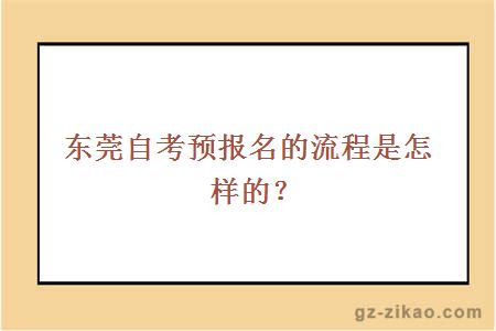 東莞自考預報名的流程是怎樣的？