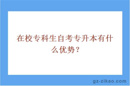 在校專(zhuān)科生自考專(zhuān)升本有什么優(yōu)勢？