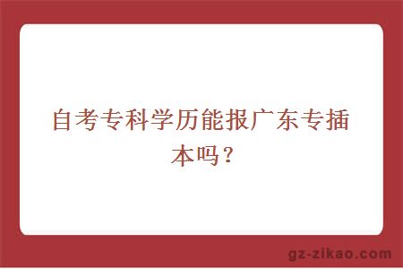 自考專(zhuān)科學(xué)歷能報廣東專(zhuān)插本嗎？