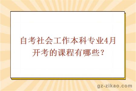 自考社會(huì )工作本科專(zhuān)業(yè)4月開(kāi)考的課程有哪些？
