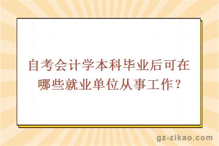 自考會(huì )計學(xué)本科畢業(yè)后可在哪些就業(yè)單位從事工作？