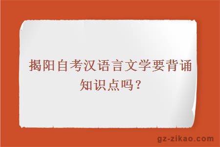 揭陽(yáng)自考漢語(yǔ)言文學(xué)要背誦知識點(diǎn)嗎？