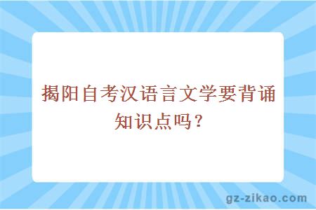 揭陽(yáng)自考漢語(yǔ)言文學(xué)要背誦知識點(diǎn)嗎？