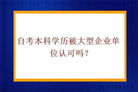 自考本科學(xué)歷被大型企業(yè)單位認可嗎？