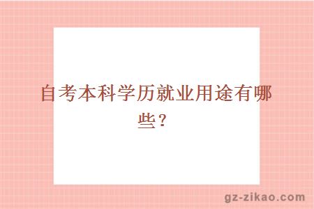 自考本科學(xué)歷就業(yè)用途有哪些？