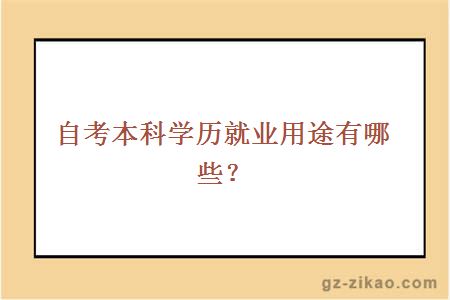 自考本科學(xué)歷就業(yè)用途有哪些？