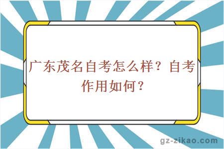 廣東茂名自考怎么樣？自考作用如何？