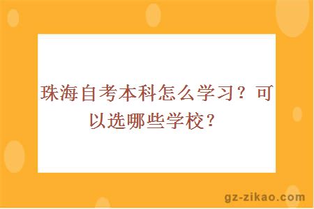珠海自考本科怎么學(xué)習？可以選哪些學(xué)校？