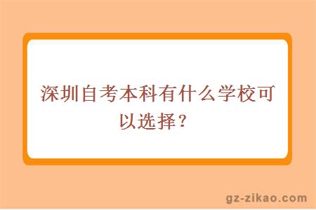 深圳自考本科有什么學(xué)?？梢赃x擇？