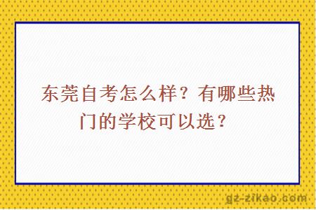 東莞自考怎么樣？有哪些熱門(mén)的學(xué)?？梢赃x？