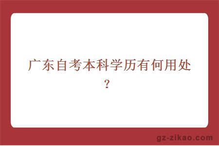 廣東自考本科學(xué)歷有何用處？