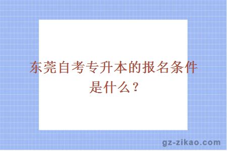 東莞自考專(zhuān)升本的報名條件是什么？