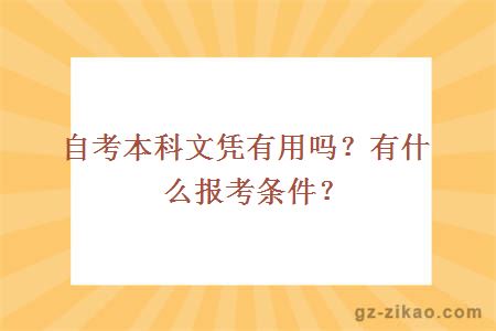 自考本科文憑有用嗎？有什么報考條件？