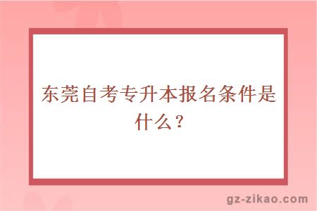 東莞自考專(zhuān)升本報名條件是什么？