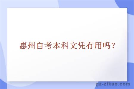 惠州自考本科文憑有用嗎？