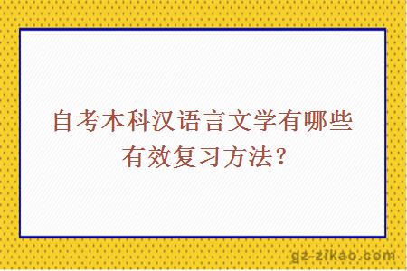 自考本科漢語(yǔ)言文學(xué)有哪些有效復習方法？