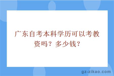 廣東自考本科學(xué)歷可以考教資嗎？多少錢(qián)？