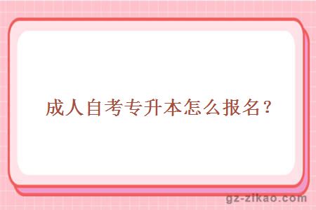 成人自考專(zhuān)升本怎么報名？