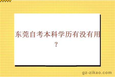 東莞自考本科學(xué)歷有沒(méi)有用？