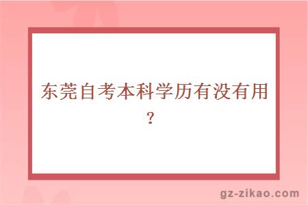 東莞自考本科學(xué)歷有沒(méi)有用？