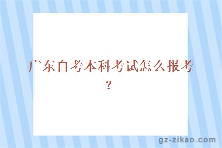 廣東自考本科考試怎么報考？