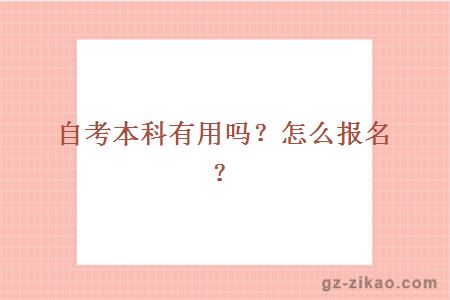 自考本科有用嗎？怎么報名？