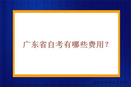 廣東省自考有哪些費用？
